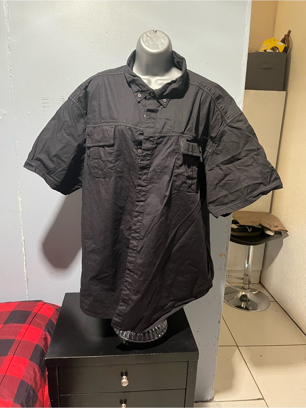 Alexander Julian Short-Sleeve Black Button-Down Shirt